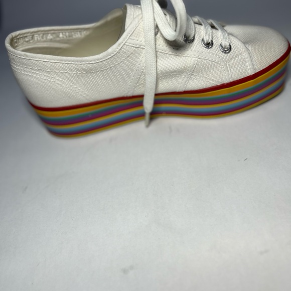 Superga white multicolored platform tennis. 6.5 - Picture 3 of 6